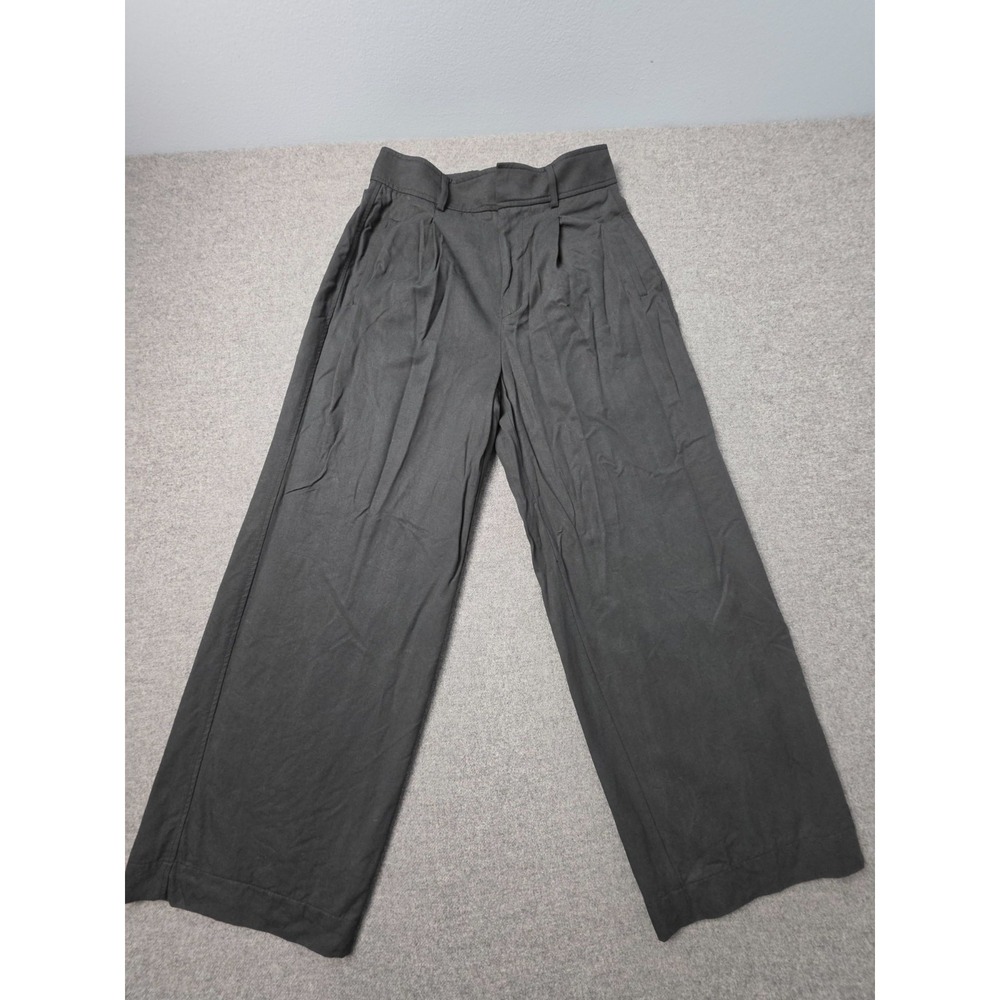 Everlane Chino Pants Womens 2S Black High Rise Pleated Relaxed Fit Wide Leg